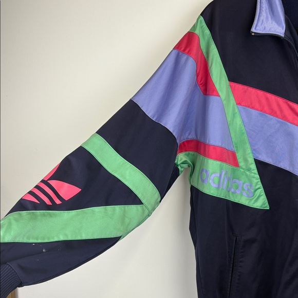 Vintage retro Adidas tracksuit jacket | M | Navy/Pink/green 90s rare Trefoil - Picture 2 of 9